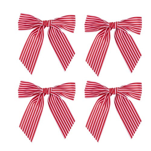 Bows Red & White 12X13cm 4Pk