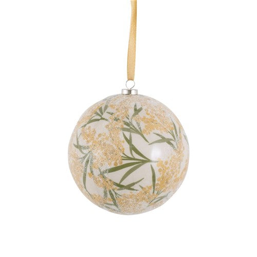 Bauble 10cm Yellow Wattle