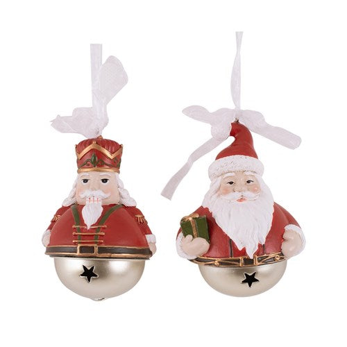 Polyresin Dog On Box, Nutcracker, Santa Ornament 2 assorted