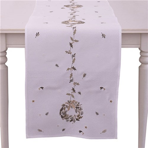 Tablerunner 40X173cm Embroided Christmas Wreath