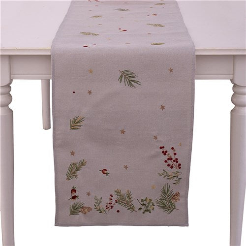 Tablerunner 40X173cm Embroided Christmas Berry