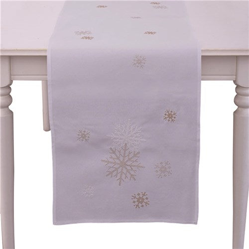 Tablerunner 40X173cm Embroided Snowflake