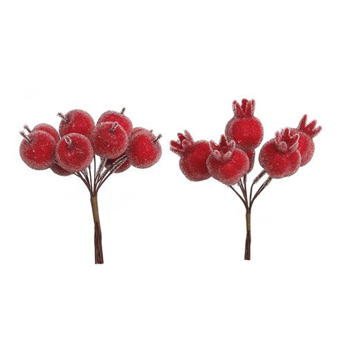 Sugar Coated Pomegranate, Apple Bunch 12cm 2 assorted