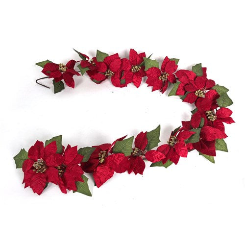 Garland Red Poinsettia 180cm
