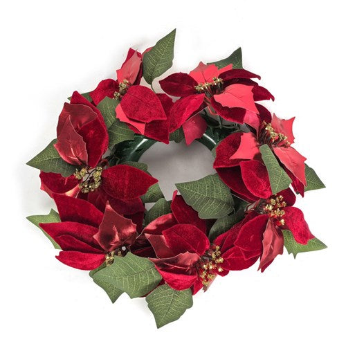 Wreath 7 Head Red Poinsettia 45cm