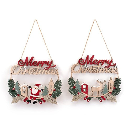 Merry Christmas 17.5X20cm Hanging Sign 2 assorted