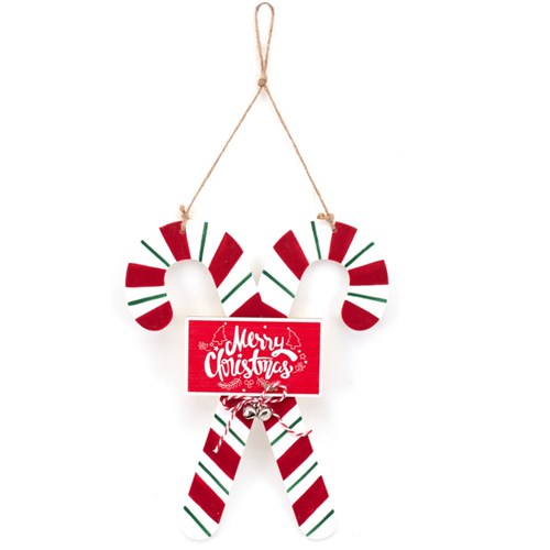 Mdf Candy Cane Sign 19X24cm