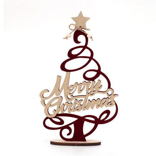 Burgundy Flocked Tree Sign 18X30cm