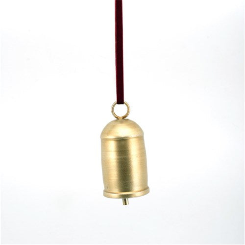 Gold Metal Bell with Burgundy Ribbon 6X12.5cm