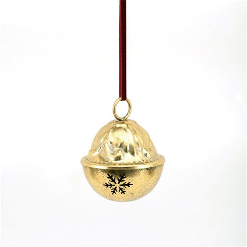 Gold Metal Bell with Burgundy Velvet Ribbon 12X15cm