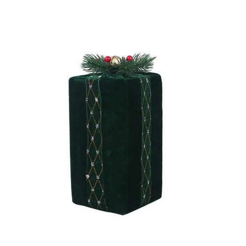 Gift Box 10X22.6cm Green Velvet Ornament