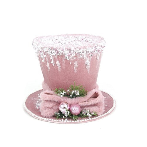 Pink Snowman Hat with Silver Glitter Detail 25X26X18cm