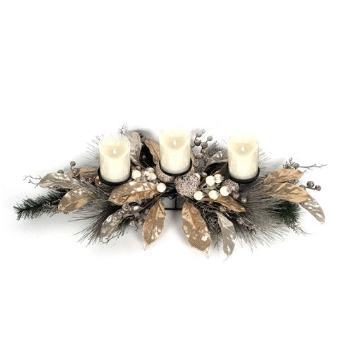 3 Candle Table Decor Champagne 80cm