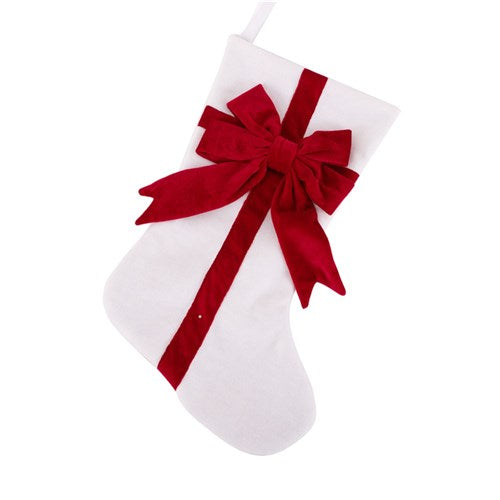 White Fluffy Stocking with Silver Details