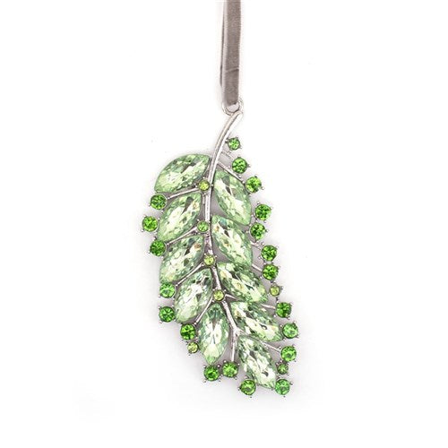 Tree Ornament 13X4.5cm Green Crystal Leaf