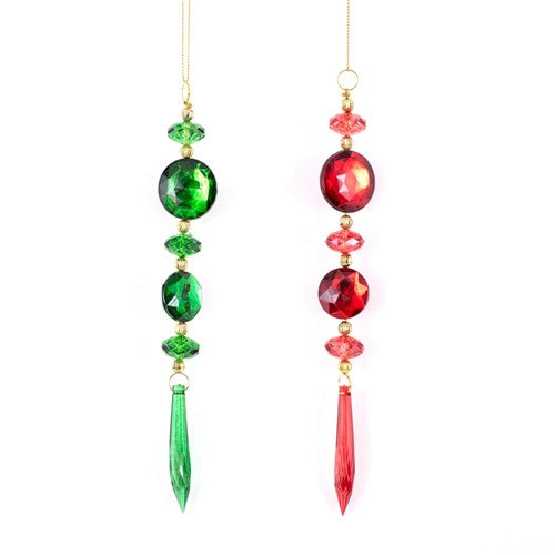 Acrylic Crystal Red & Green Drop 25cm 2 assorted
