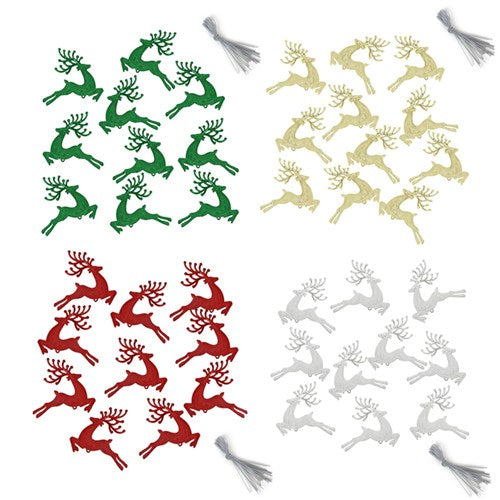DIY Reindeers Green, Red, Silver, Gold 10pk 4 assorted