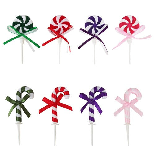 DIY 7.5cm Candy Canes & 3.5cm Candy Swirls 4pk 2 assorted
