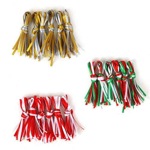 Ornament Ribbons Red,Green,White Red & White Gold & White 3 assorted 6Pk