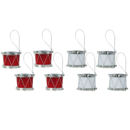 DIY Mini Drums Red/Silver Silver 4Pk 4cm 2 assorted