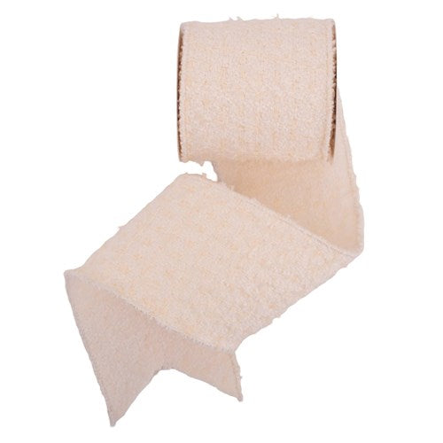Ribbon Ivory Tweed with Wire Edge 10cm x 10m