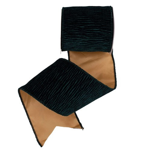 Ribbon Emerald Velvet with Champagne Wire Edge 10cm x 10m