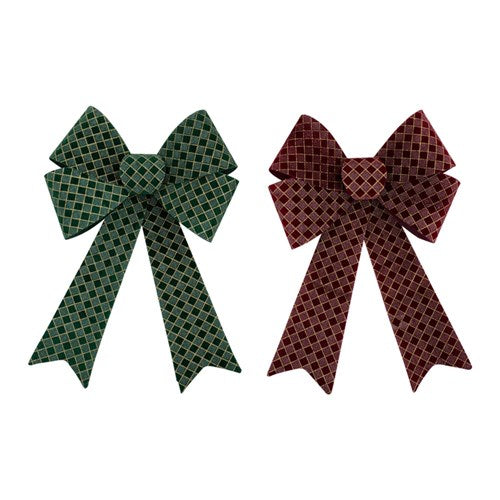 Bow Burgundy & Emerald with Champagne Glitter Details 30X43cm 2 assorted