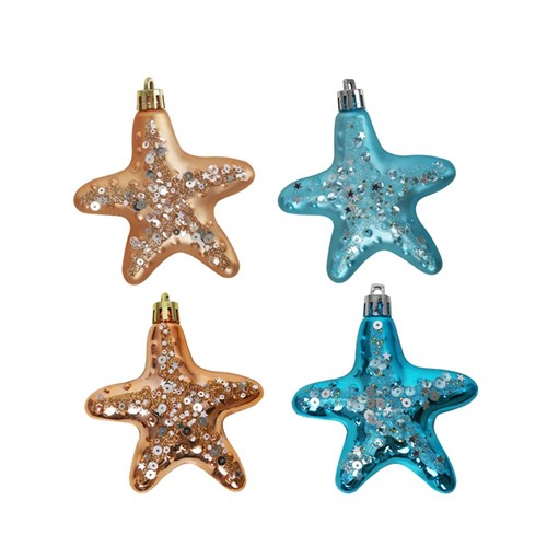 Starfish Tree Deco Blue & Rose 4 assorted 9.5cm