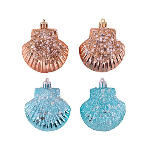 Seashell Tree Deco Blue & Rose 4 assorted 8cm