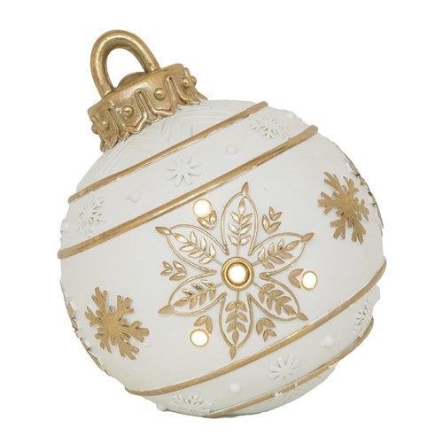 Polyresin Bauble with Led Lights White with Champagne 30cm
