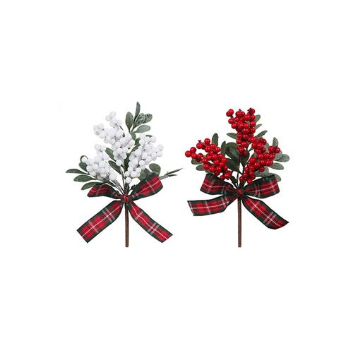 Berry Stems 14cm with Ribbon 3 assorted