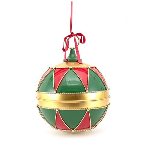 Bauble Bell 20cm Red, Green, Gold Antique Finish Metal