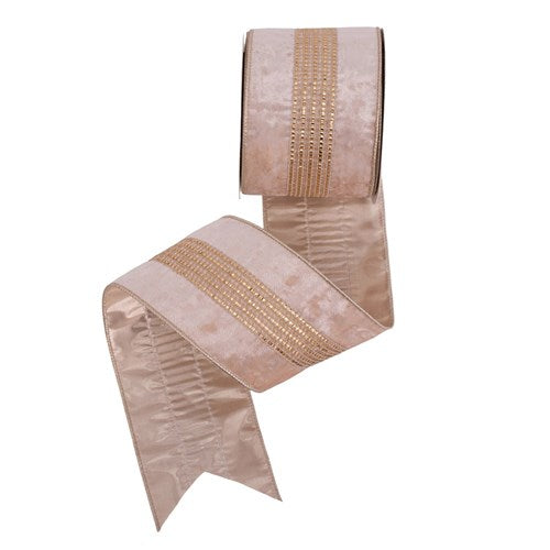 Ribbon Champagne Velvet with Champagne Diamonte Detail & Champagne Wire