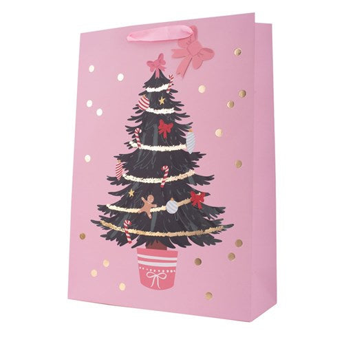 Gift Bag Pink Christmas Tree 30x42x12cm Xlarge