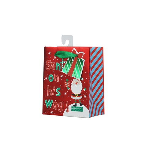Gift Bag Santas On His Way 11.1x13.7x6.2cm Small