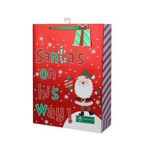 Gift Bag Santas On His Way 30x42x12cm Xlarge