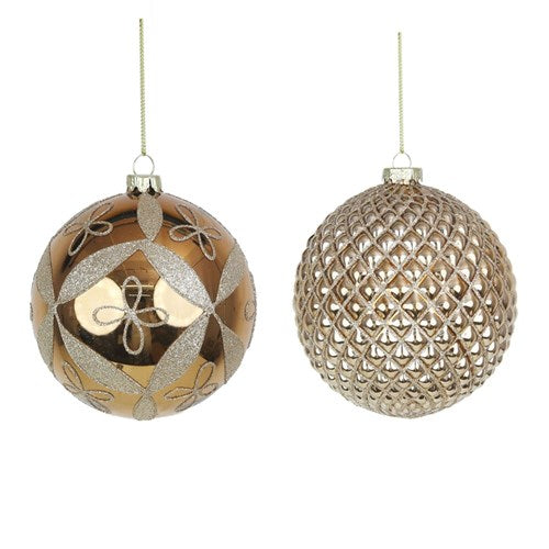Glass Bauble 12cm Copper 2 assorted