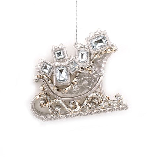 Pewter Santa Sleigh Tree Deco with Jewel 11X9.3cm