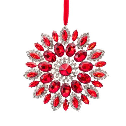 Tree Ornament 11cm Ruby & Clear Crystal