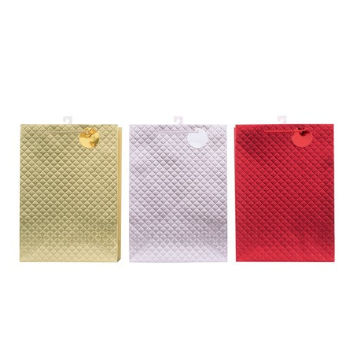 Gift Bag xlarge Foil Red, Gold, Silver 30x42x12cm 3 assorted