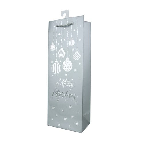 Bottle Bag Silver Embossed 12X36X9cm