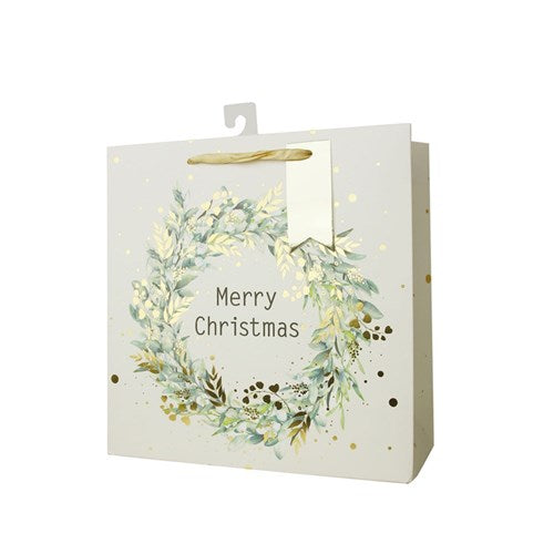 Gift Bag Sq Wreath 25x25x10cm Large