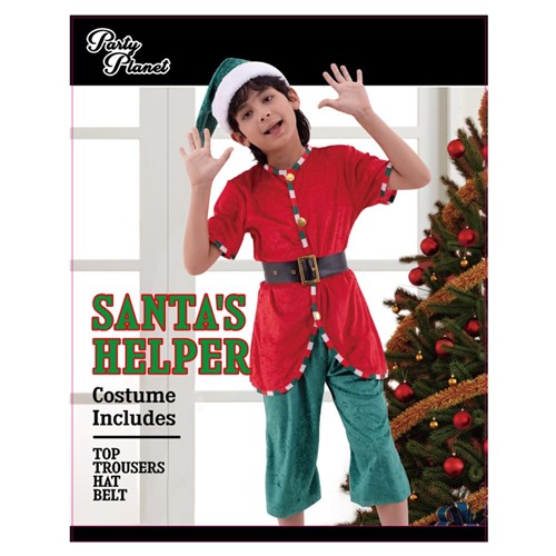 Boy'S Santa'S Helper Elf Costume-2 assorted Sizes L & Xl Includes Hat, Top, Belt, Shorts