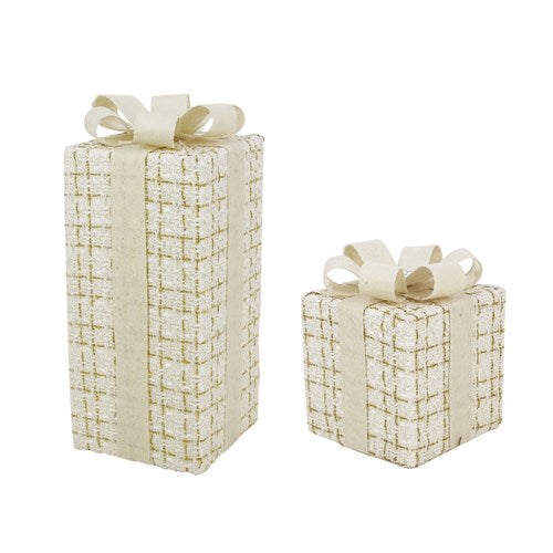 Gift Box Ivory Tweed Set 2 S12X12X12cm L 12X12X25cm