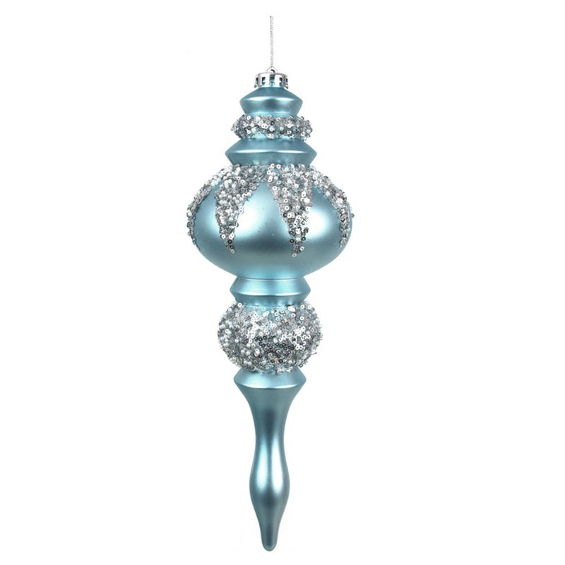27cm Arctic blue finial with silver and white details