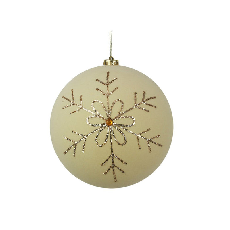 20cm champagne flocked Christmas ball ornament