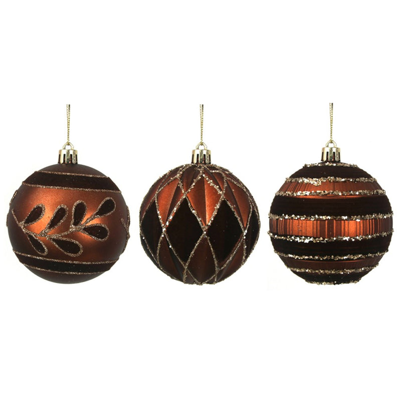 8cm chestnut handpainted Christmas baubles