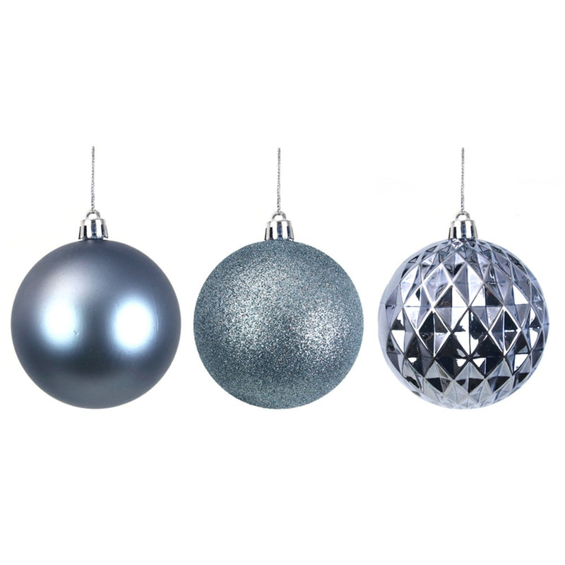 4 pack Arctic blue shatterproof baubles 8cm
