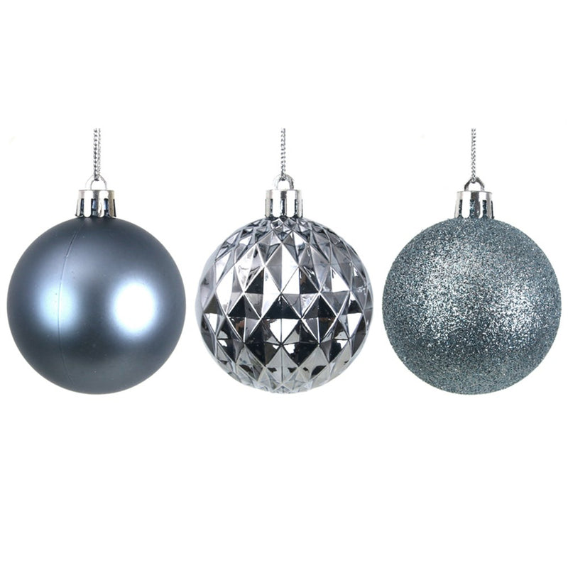 8 pack Arctic blue shatterproof Christmas baubles 6cm