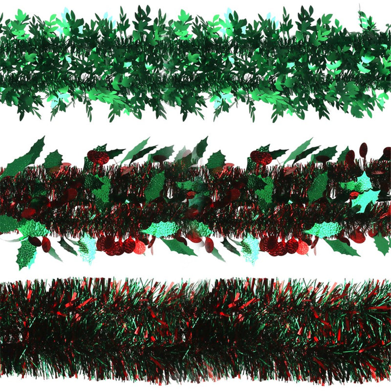 2m red and green Christmas tinsel 6 ply